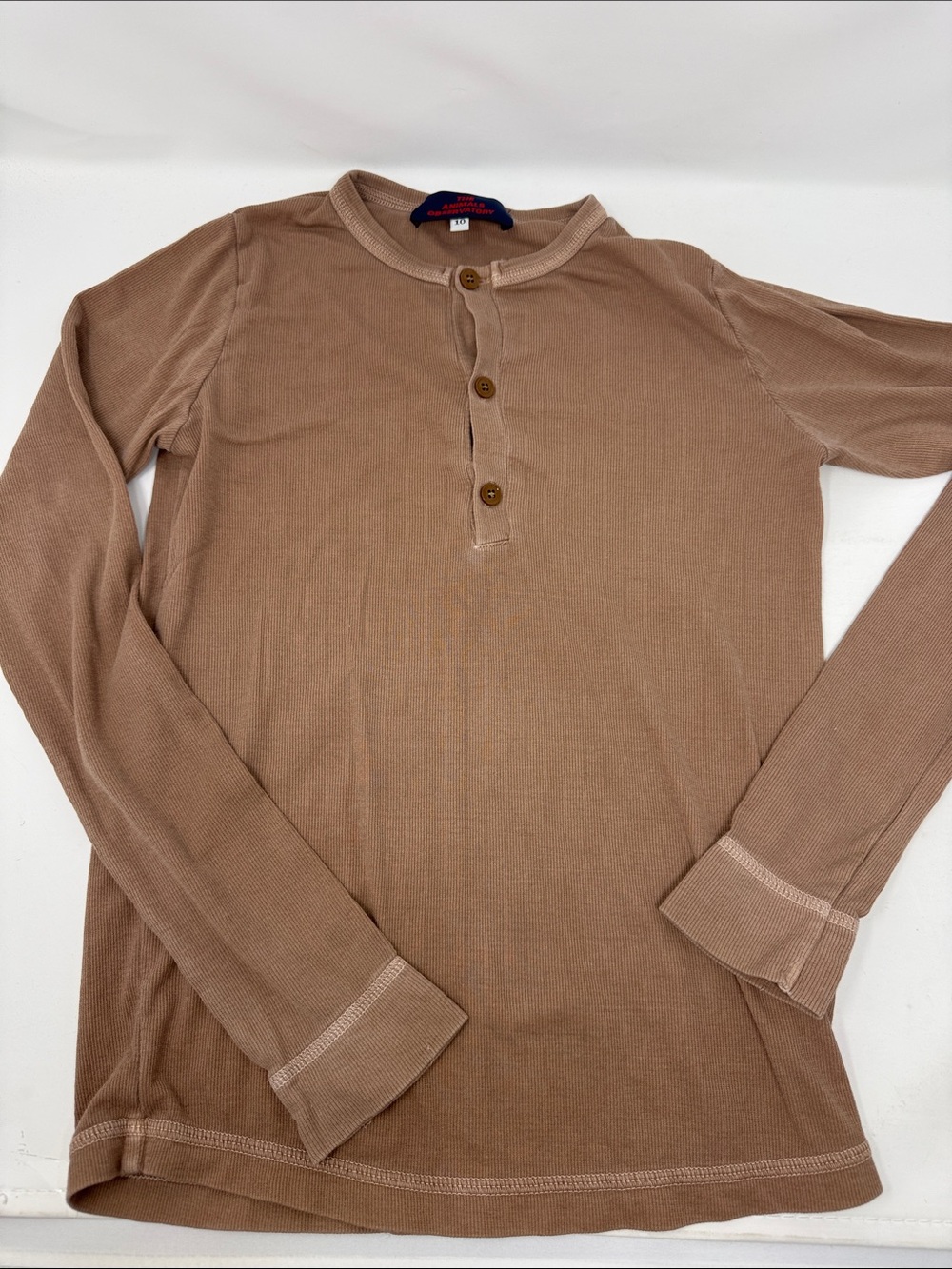 Boy’s The Animals Conservatory Long-Sleeve Henley Shirt - Brown Size 10